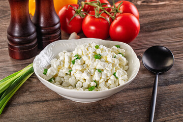 Cottage cheese with green onion