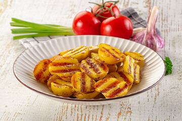 Grilled small baby young potato