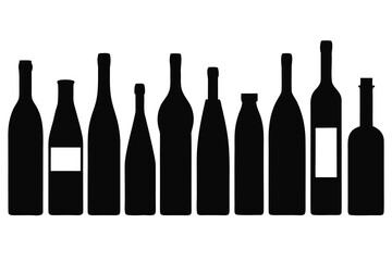 Diverse collection of wine bottle silhouettes for design