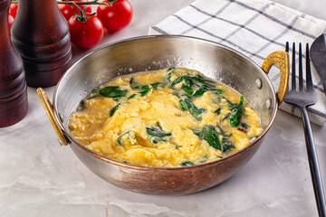 Omelette with spinach for breakfast