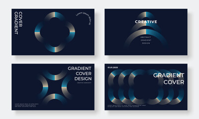 Abstract vibrant gradient cover template. Set of modern poster with colorful, circle, geometric shapes, square grid. Gradient background for brochure, flyer, wallpaper, banner, business card. 