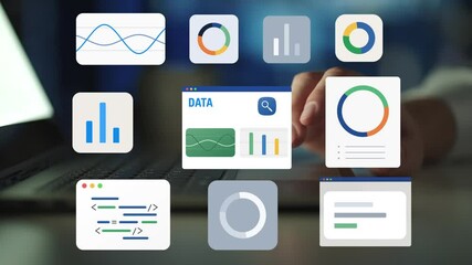 Data science and business intelligence, Business data analytics, Analyst using big data dashboard - Powered by Adobe