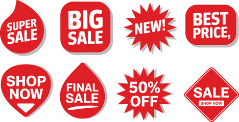 Sale promotion vector set big sale final sale super sale best price shop now fifty percent off