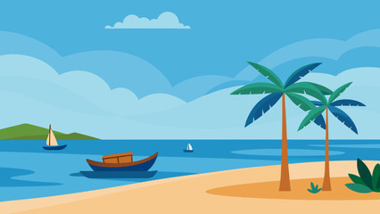 Fototapeta premium tropical beach with palm trees