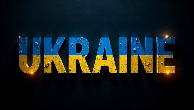 Ukraine flag Typography on a black background, Vector design of Ukraine flag typography, Flag of Ukraine, National Day Design, Ukraine Day design, created with generative ai