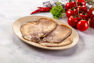 Boiled beef tomgue slices appetizer