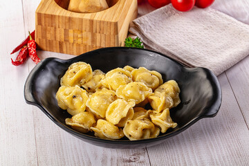 Tasty Russian dumplings with meat