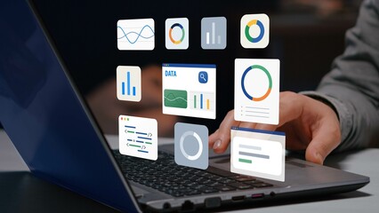 Data science and business intelligence, Business data analytics, Analyst using big data dashboard