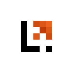 A bold, abstract logo combining a black 'L' shape with a fragmented, pixelated orange element, creating a modern, tech-focused design