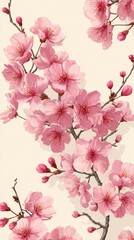 Obraz premium Pink Cherry Blossom Seamless Pattern