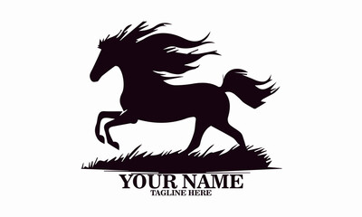 vector illustration a horse galloping with a mane flowing, horse vector illustration and horse logo icon