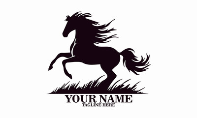 vector illustration a horse galloping with a mane flowing, horse vector illustration and horse logo icon