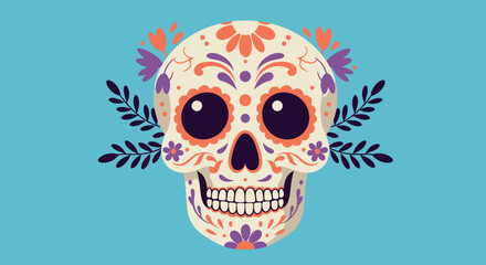 Fototapeta premium Colorful Sugar Skull Design for Day of the Dead