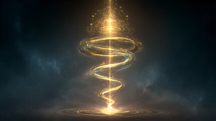 Obraz premium A mesmerizing depiction of radiant energy, rising and spiraling into the vastness, illuminating the sky above 