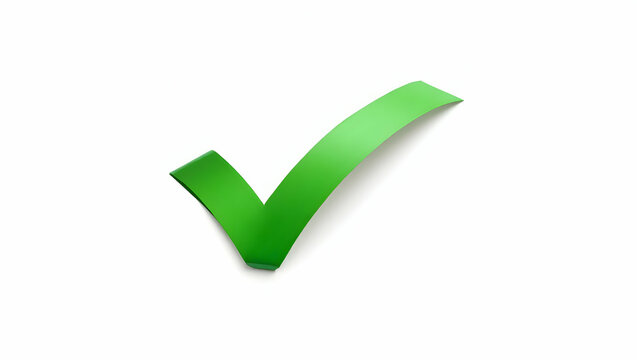 Symbol A check mark crafted from green ribbon, styled in a minimal ribbon design, shown in flatlay view on white background (2)