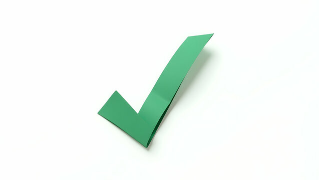 Symbol A check mark crafted from green ribbon, styled in a minimal ribbon design, shown in flatlay view on white background (3)