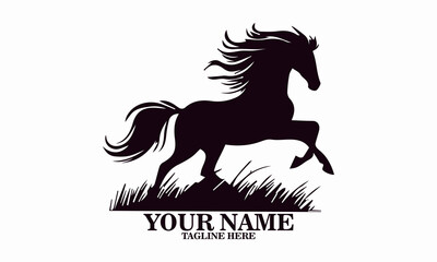 vector illustration a horse galloping with a mane flowing, horse vector illustration and horse logo icon