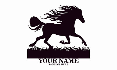 vector illustration a horse galloping with a mane flowing, horse vector illustration and horse logo icon