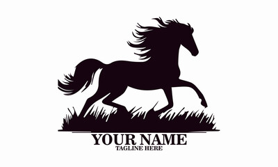 vector illustration a horse galloping with a mane flowing, horse vector illustration and horse logo icon