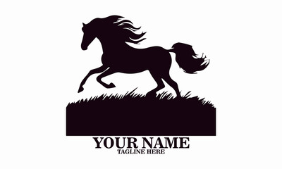 vector illustration a horse galloping with a mane flowing, horse vector illustration and horse logo icon