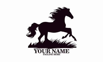 vector illustration a horse galloping with a mane flowing, horse vector illustration and horse logo icon