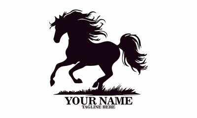 vector illustration a horse galloping with a mane flowing, horse vector illustration and horse logo icon