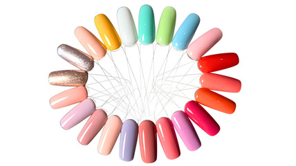  Nail Polish Swatches, Color Selection Display, Manicure Color Chart, Nail Art Palette, Nail Tip Samples