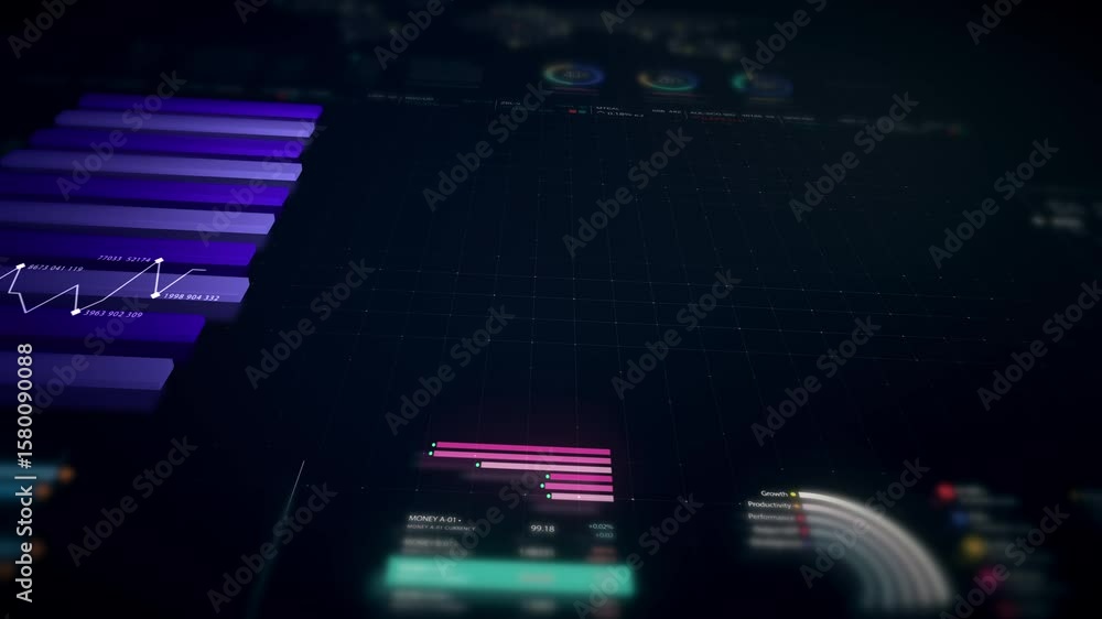 Poster dynamic data visuals for business info graphics, animated 3d charts, and data-driven insights for a 