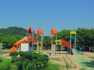 Amusement equipment installed in the public sports park.