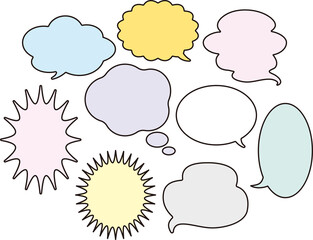 吹き出し　フレーム　コミック　マンガ　あしらい　飾り　コピースペース　背景　枠　デザイン　イラスト