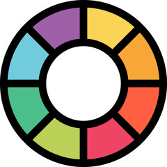 Colorful Segmented Circle Graphic Icon with Diverse Hues