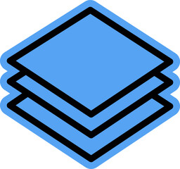 Blue Stacked Layers Icon for Graphic Design, Software Development, and User Interface Elements