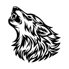 Fototapeta premium Wolf Head Howling Silhouette Vector, Wolf Head icon 
