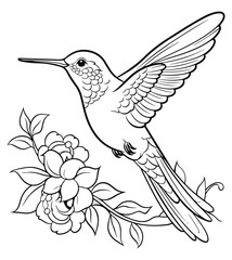 Obraz premium Coloring book for children baby Hummingbirds vector illustration isolated on a white background.