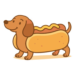 Cute whimsical dachshund hotdog vector