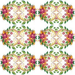 round frame with floral elements