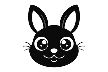 Fototapeta premium Cute Black Bunny Rabbit Face Illustration