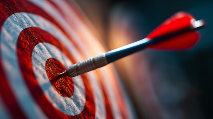 red dart hitting the bullseye of a dartboard