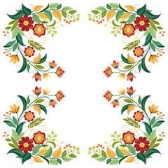 round frame with floral elements