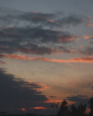 Dramatic Sunset Sky with Layered Clouds and Fading Light at Dusk