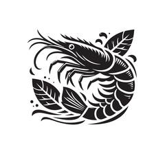 Shrimp black and white silhouette icon