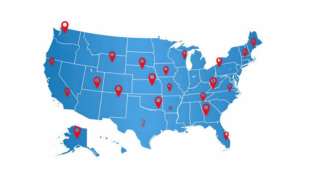 United States Map with Location Pins