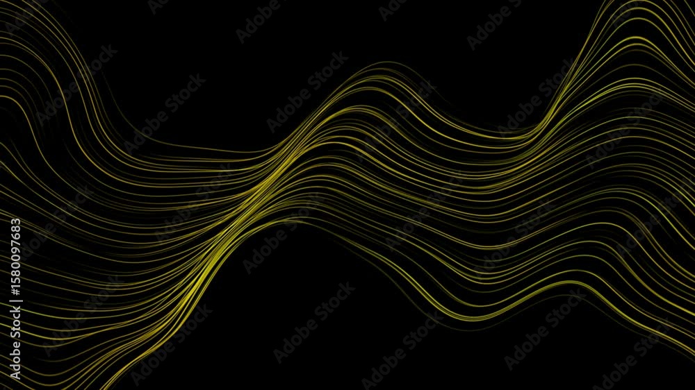 Poster shiny golden sparkling linear waves abstract background. seamless looping minimal elegant motion des