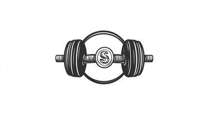 Fitness dumbbell logo design for gym and personal training with initial s vector illustration silhouette