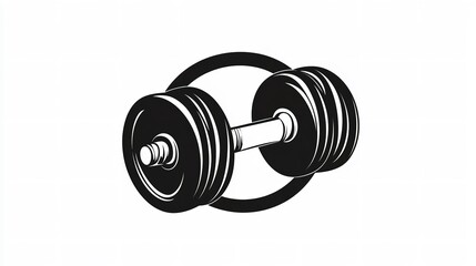 Dumbbell weight lifting strength training fitness gym exercise workout equipment vector illustration silhouette