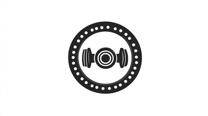 Black and white abstract mechanical design with circle and cylinder shape vector illustration art silhouette