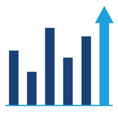 Business growth chart with upward arrow
