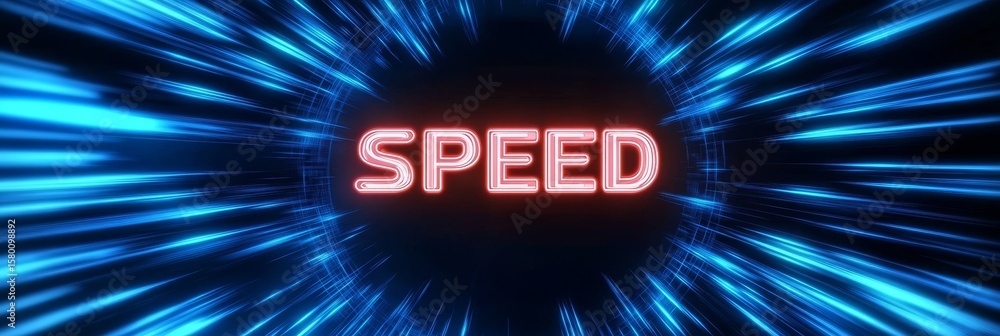 Poster high-speed internet connection and speed measurement concept with neon digital background design
