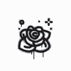 Spray graffiti flower icon isolated on a white background. Spray graffiti flower icon in black on white. Vector illustration.