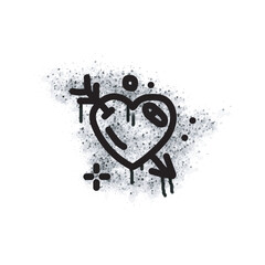 Spray-on graffiti love icon isolated on a white background. Spray-on graffiti love icon in black on white. Vector illustration.